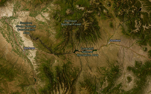 Satellite image of the Gunnison Basin area of Colorado