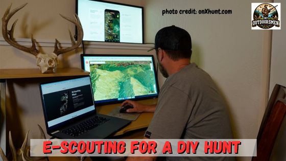 Gentleman scouting a new hunting area using his computer and the onX hunt app