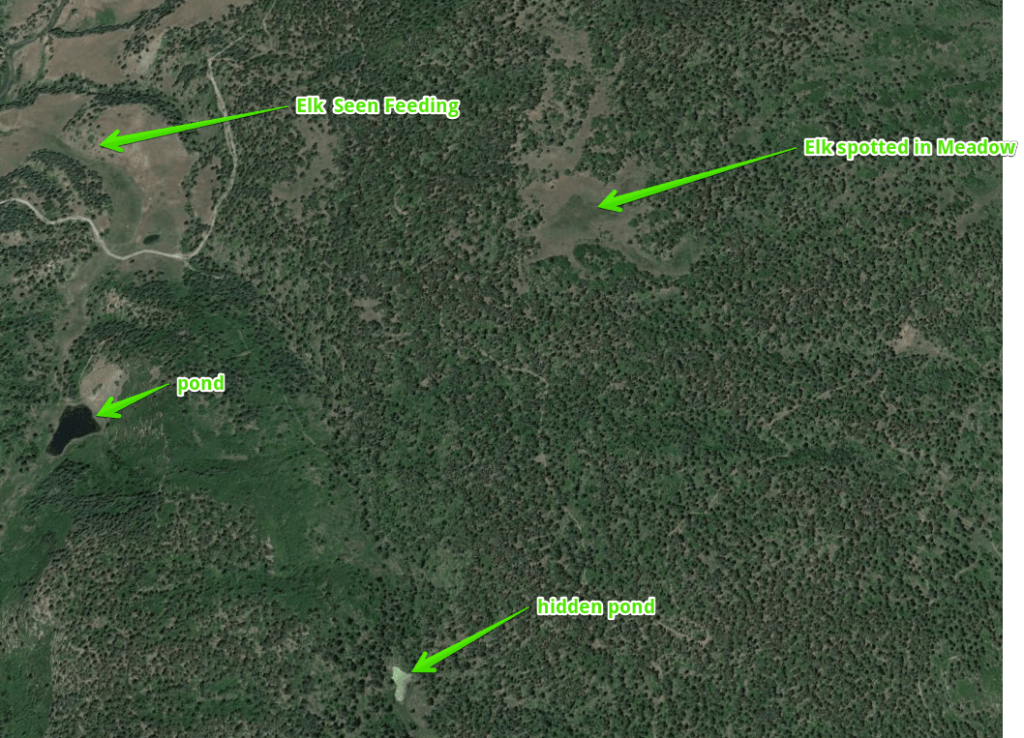 Google Earth satellite image showing potential areas for DIY hunting adventures