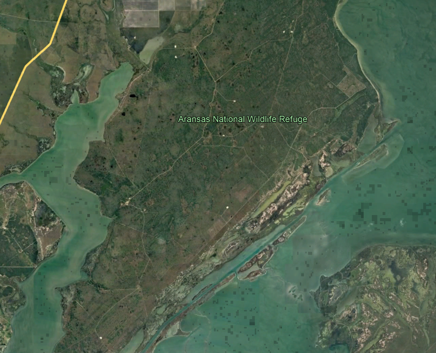 Google Earth Image of Aransas National Wildlife Refuge - Hunting area close to home