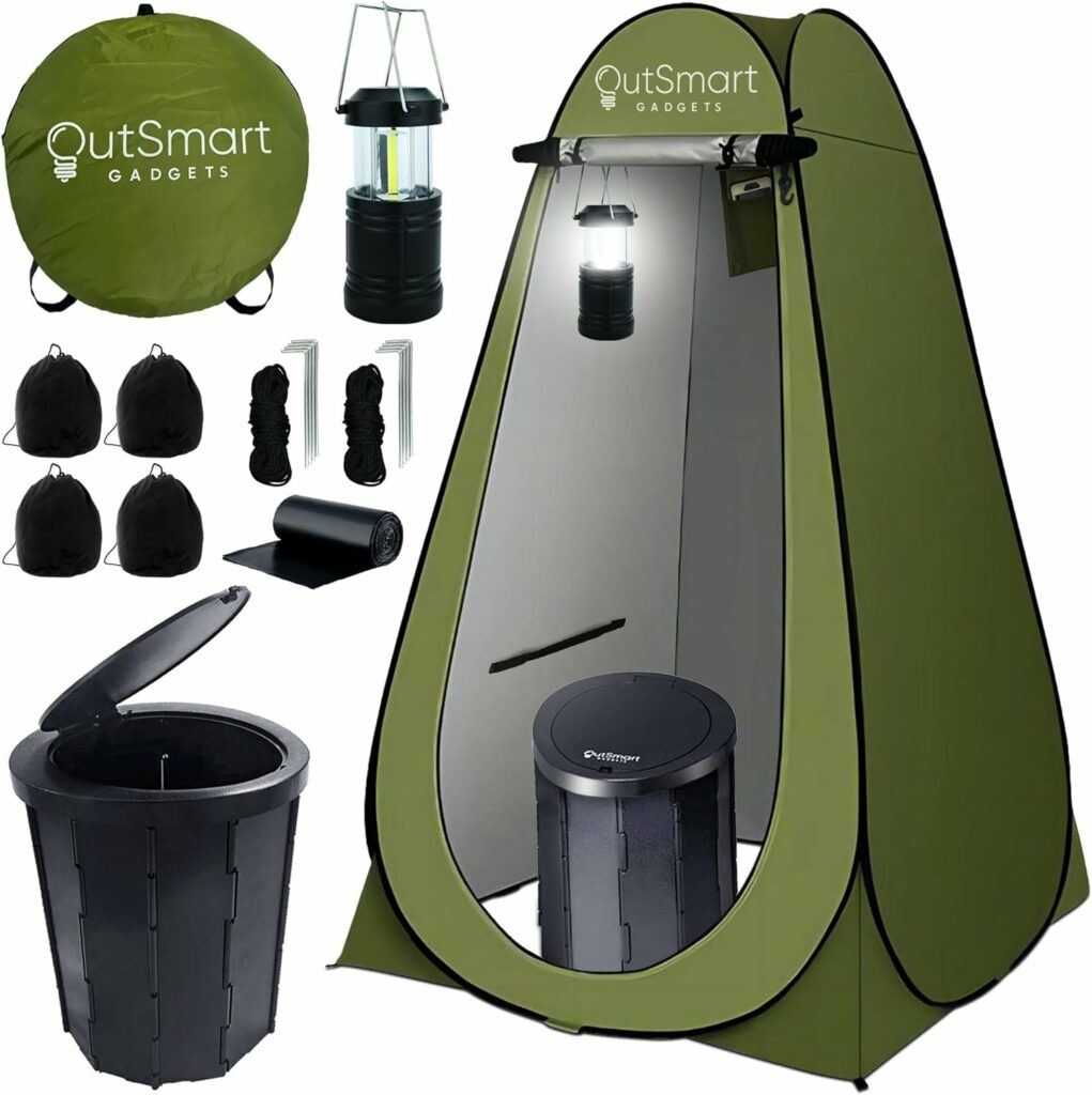 Camping toilet for hunting camp setup