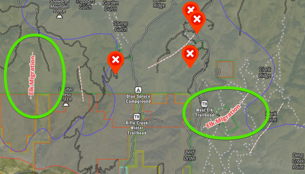 ON X Hunt image of Elk migration corridors