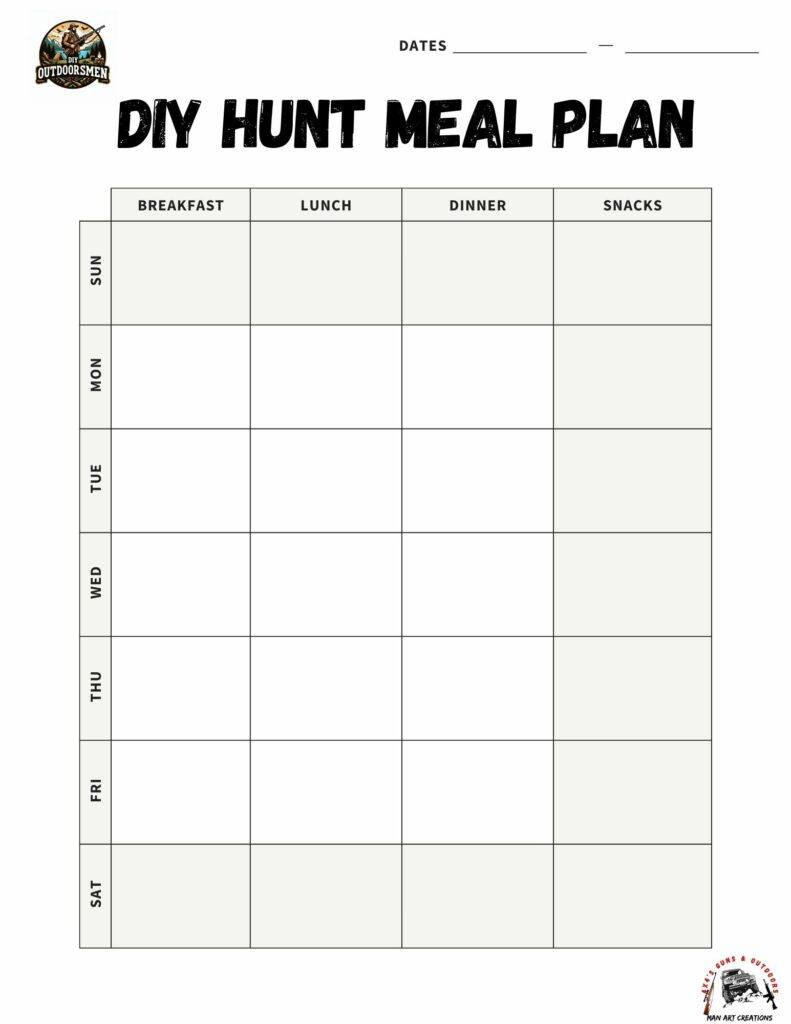 hunting checklist and meal planner