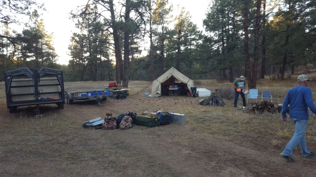 Elk camp with Wall tent from Montana Canvas
