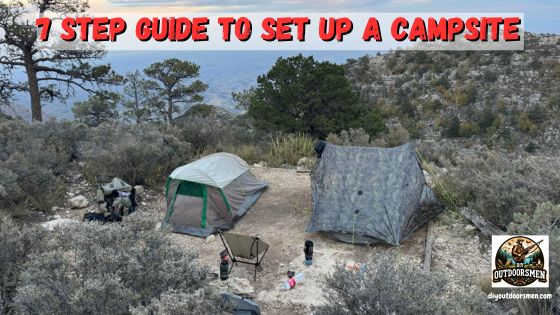Campsite set up in Guadalupe Mountains National Park with two backpack tents