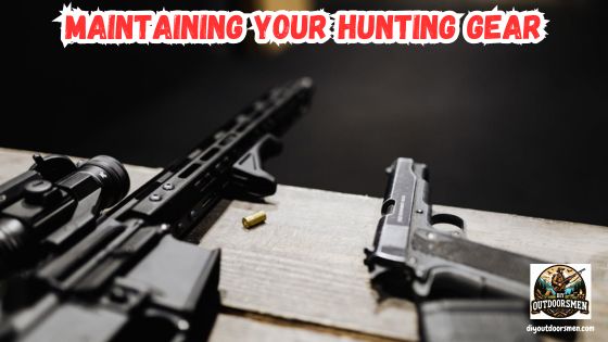 Maintaining your hunting gear - the image of a rifle and pistol on a table ready to be cleaned and oiled.