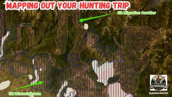 Mapping out your hunting trip with a picture of Colorado Hunting Atlas Mapping software example