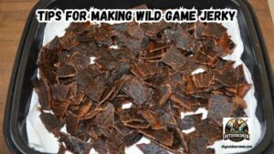 Tips for Making Wild Game Jerky featured image showing a tray of fresh wild game jerky.