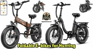 Foldable E-bikes for Hunting featured image showing the Jasion foldable e-bike next to the Hey Bike foldable e-bike.