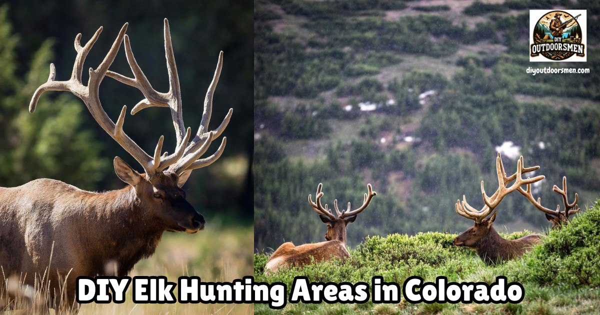 Best DIY Elk Hunting Areas in Colorado featured image showing several bull elk on the hillside still in velvet.