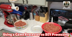 Using a Game Processor vs DIY Processing featured image showing a grinder and ground venison.