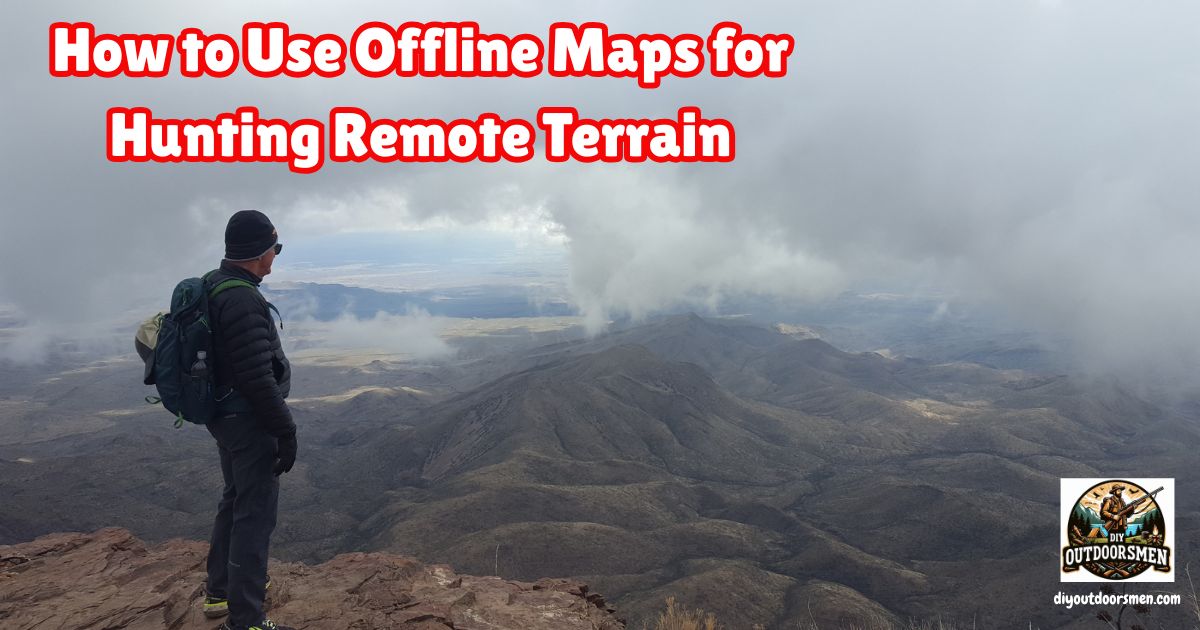 How to use Offline Maps for Hunting Remote Terrain featured image showing a hunter with his pack standing on a mountain looking across the vast valley below.