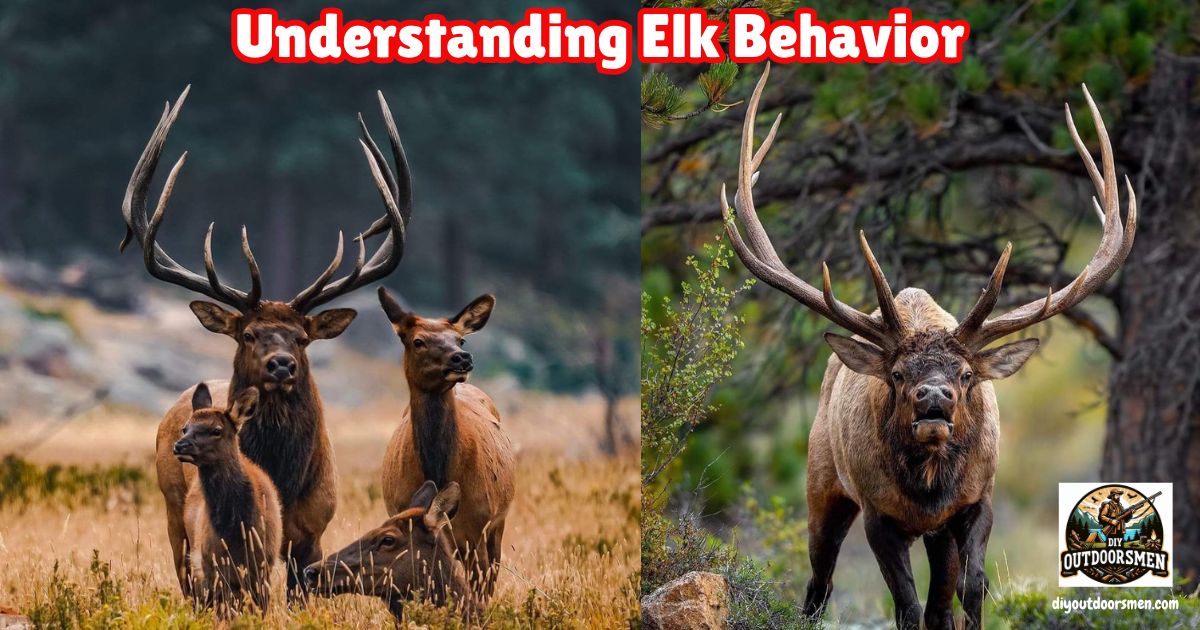 Understanding Elk Behavior featured image showing a bugling bull elk next to a small herd of elk.