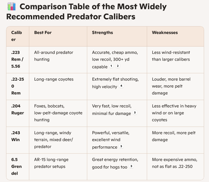 Predator rifle caliber comparison chart.