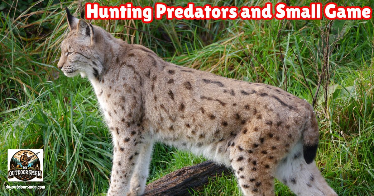 Hunting Predators and Small Game to Sharpen Your Skills feature image of a bobcat standing in the weeds.