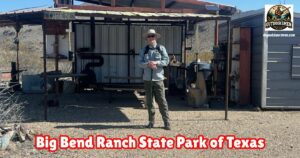 Big Bend Ranch State Park featured image showing the Author standing in front of the Solitario Bar.