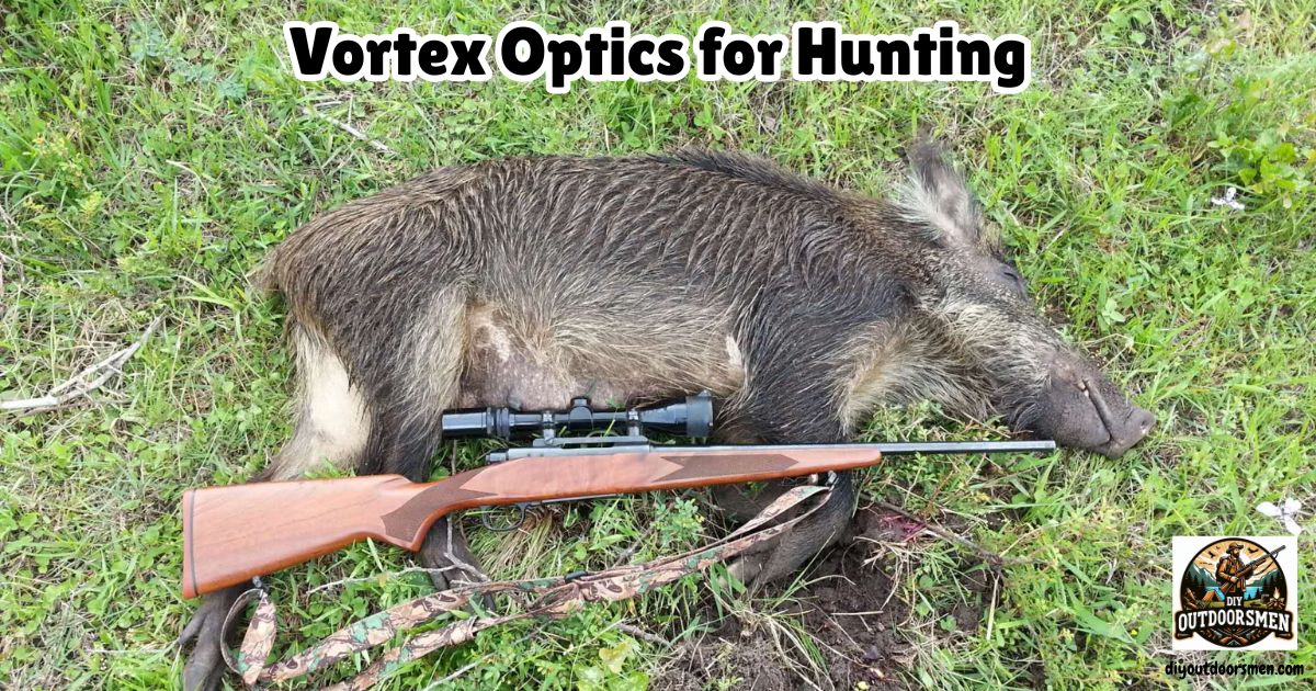 Vortex Optics for Hunting featured image showing a wild hog with a scoped rifle laying alongside.