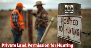 Navigating Private Land Permissions for Hunting featured image showing a hunter talking with a rancher over a barbed wire fence.